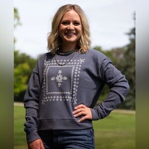 Pendleton Graphic Floral Pullover in Blue